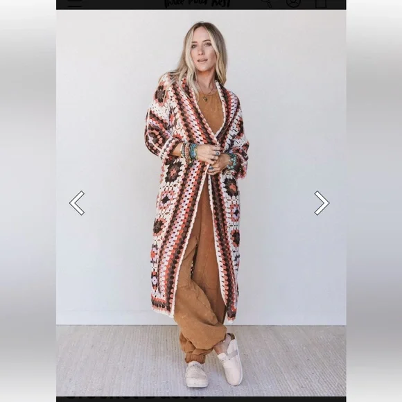 NWT Three Bird Nest Crochet Openwork Cardigan - Cream, Brown, Rust, Lavender - Picture 4 of 5